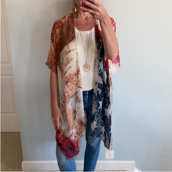 American Flag Print Boho Kimono - Picture 7 of 7
